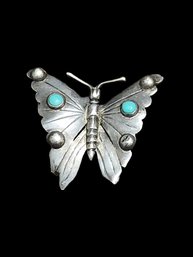 Vintage Sterling Silver Turquoise Butterfly Brooch/Pin