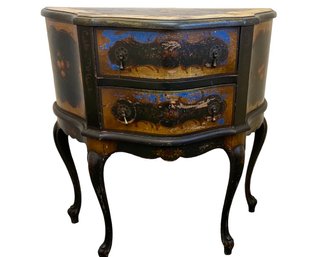 An Antique Hand Decorated Bombe Chest Of Drawers