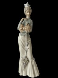 Lladro Retired 1991 'walk With The Dog' #4893- Matte Finish-15 Tall