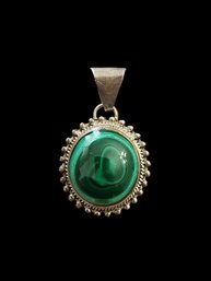 Beautiful Vintage Taxco Sterling Silver Malachite Pendant