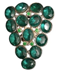 Vintage 1930's -1940's  Large Green Rhinestone Dress  Clip 2.75' Length X 2' Width Clip Works Well No Issues