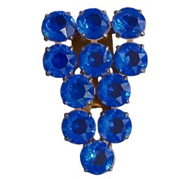 VTG 1930's -1940's Blue Rhinestone Dress  Clip 2.5' Length 1.5' Width No Issues Clip Works Well