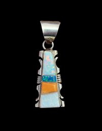 Beautiful Vintage Sterling Silver Opal Pendant