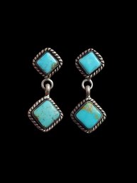 Beautiful Vintage Sterling Silver Turquoise Dangle Earrings