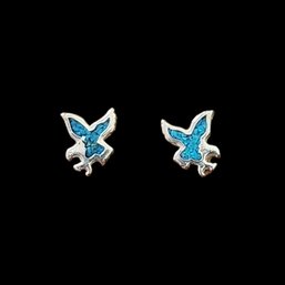 Vintage Handcrafted Genuine Turquoise Inlay Eagle Stud Earrings