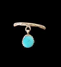 Vintage Native American Sterling Silver Turquoise Dangle Ring, Size 9