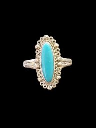 Vintage Native American Sterling Silver Turquoise Ring, Size 7