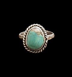 Vintage Native American Sterling Silver Turquoise Ring, Size 7