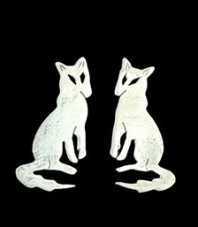 Vintage Taxco Sterling Silver Fox Earrings