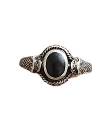 Vintage Sterling Silver Onyx Ring, Size 7