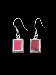 Vintage Sterling Silver Coral Color Earrings