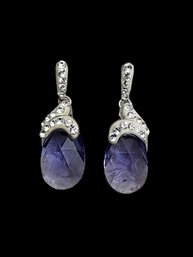 Gorgeous Vintage Sterling Silver Clear Amethyst Earrings