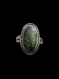 Vintage Sterling Silver Green Stone Ring, Size 7