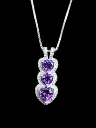 Vintage Designer Sai Krishna India Sterling Silver Amethyst Necklace