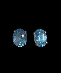 Gorgeous Vintage Sterling Silver Aquamarine Stud Earrings