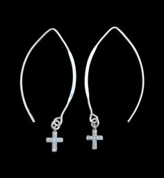 Vintage Sterling Silver Cross Earrings