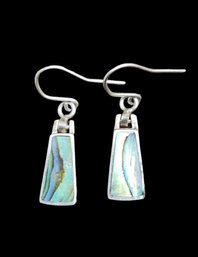 Vintage Sterling Silver Abalone Dangle Earrings