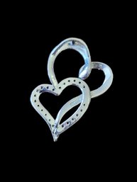 Vintage Sterling Silver Double Heart Pendant