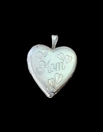 Vintage Sterling Silver Mom Heart Locket Pendant