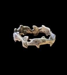 Vintage Sterling Silver Dolphins Ring, Size 7