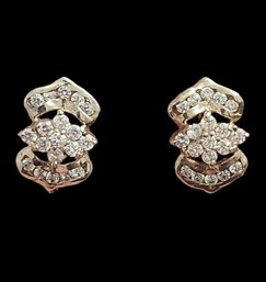 Vintage Sterling Silver CZ Clip On Earrings