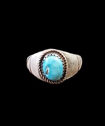 Vintage Native American Sterling Silver Turquoise Ring, Size 8