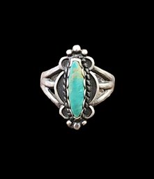 Vintage Native American Sterling Silver Turquoise Ring, Size 6