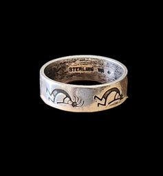 Vintage Native American Sterling Silver Kokopelli Ring, Size 8