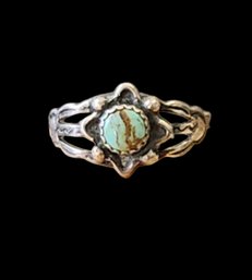 Vintage Native American Sterling Silver Turquoise Ring, Size 5.5