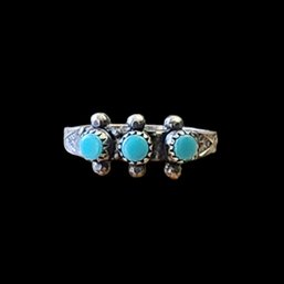 Vintage Native American Sterling Silver Turquoise Ring, Size 4