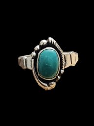 Vintage Native American Sterling Silver Turquoise Ring, Size 4.75