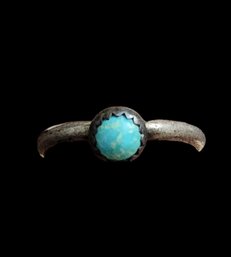 Vintage Native American Sterling Silver Turquoise Ring, Size 5