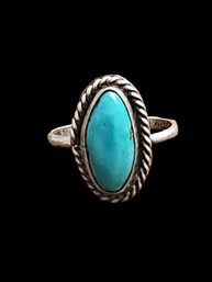 Vintage Native American Sterling Silver Turquoise Ring, Size 5