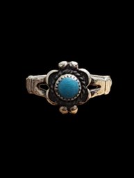 Vintage Native American Sterling Silver Turquoise Ring, Size 6