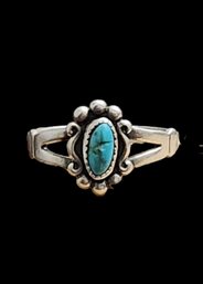 Vintage Native American Sterling Silver Turquoise Ring, Size 7