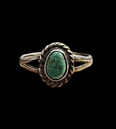 Vintage Native American Sterling Silver Turquoise Ring, Size 4.25