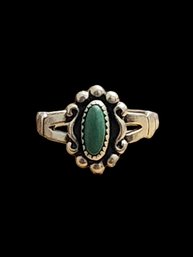 Vintage Native American Sterling Silver Turquoise Ring, Size 5