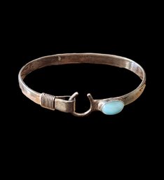 Vintage Sterling Silver Horseshoe Turquoise Color Bracelet