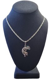 Beautiful Vintage Native American Sterling Silver Kokopelli Necklace