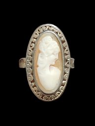 Beautiful Vintage Sterling Silver Cameo Ring, Size 5.5