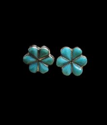 Vintage Native American Sterling Silver Turquoise Color Earrings