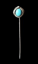 Vintage Native American Sterling Silver Turquoise Color Feather Pin