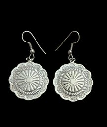 Vintage Native American Style Sterling Silver Dangle Earrings