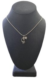 Vintage Native American Kokopelli On Sterling Silver Italian Rope Necklace