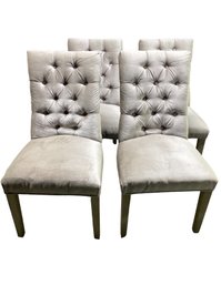 A Set Of Eight Restoration Hardware Grey Velvet Dining Chairs