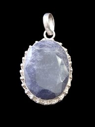 Beautiful Vintage Sterling Silver Purple White Faceted Stone Pendant