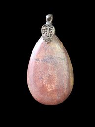 Vintage 18KGP Reddish Brown Polished Stone Pendant