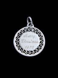 Vintage Sterling Silver Merry Christmas Engraved Pendant