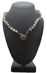 Vintage Leather Braided Pearl Style Necklace