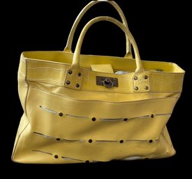 An AK Anne Klein Yellow Leather Bag